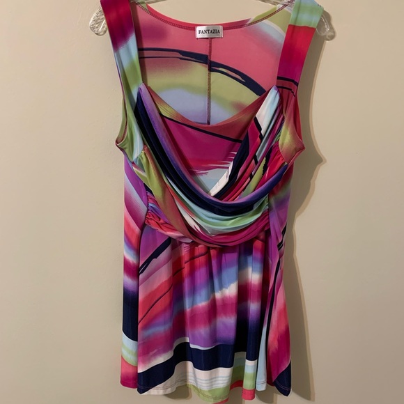 Sleeveless Multicolor Top by FANTAZIA size Large - Picture 2 of 15